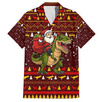 Santassic Park Santa Claus Christmas Family Matching Off The Shoulder Long Sleeve Dress and Hawaiian Shirt Xmas Holiday Patterns - Wonder Print Shop