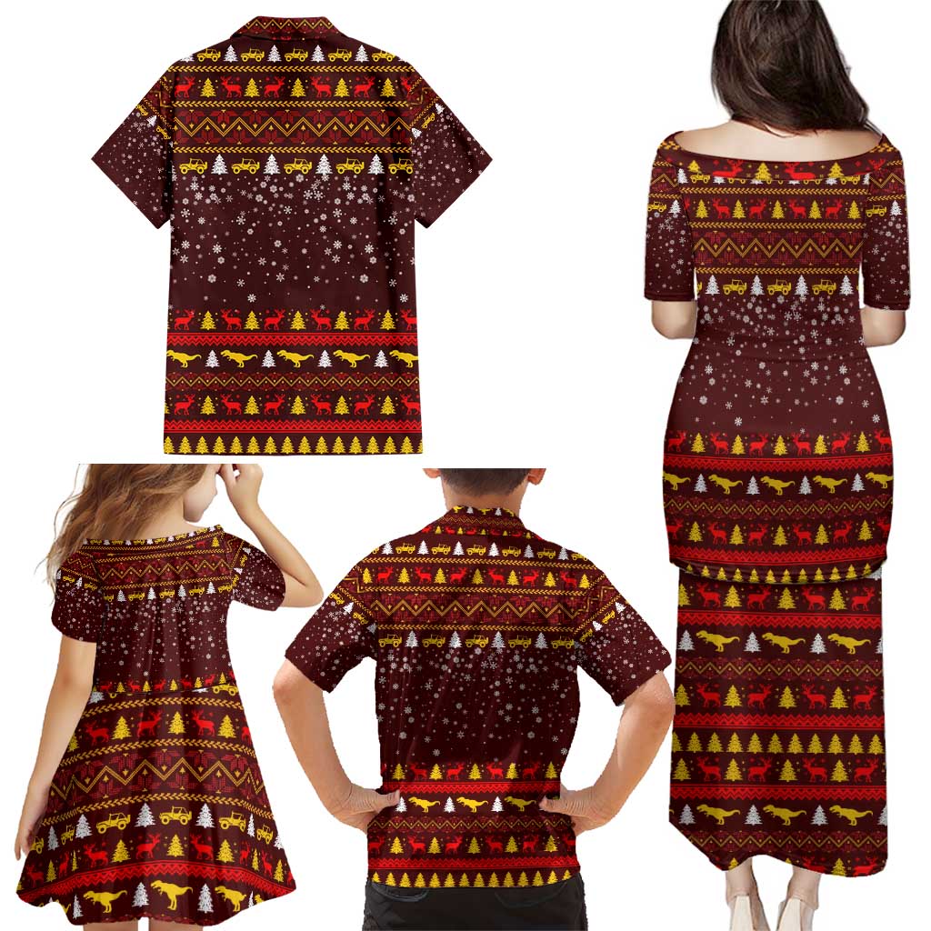 Santassic Park Santa Claus Christmas Family Matching Puletasi and Hawaiian Shirt Xmas Holiday Patterns - Wonder Print Shop
