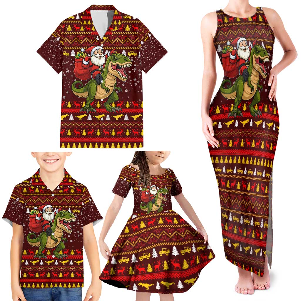 Santassic Park Santa Claus Christmas Family Matching Tank Maxi Dress and Hawaiian Shirt Xmas Holiday Patterns - Wonder Print Shop