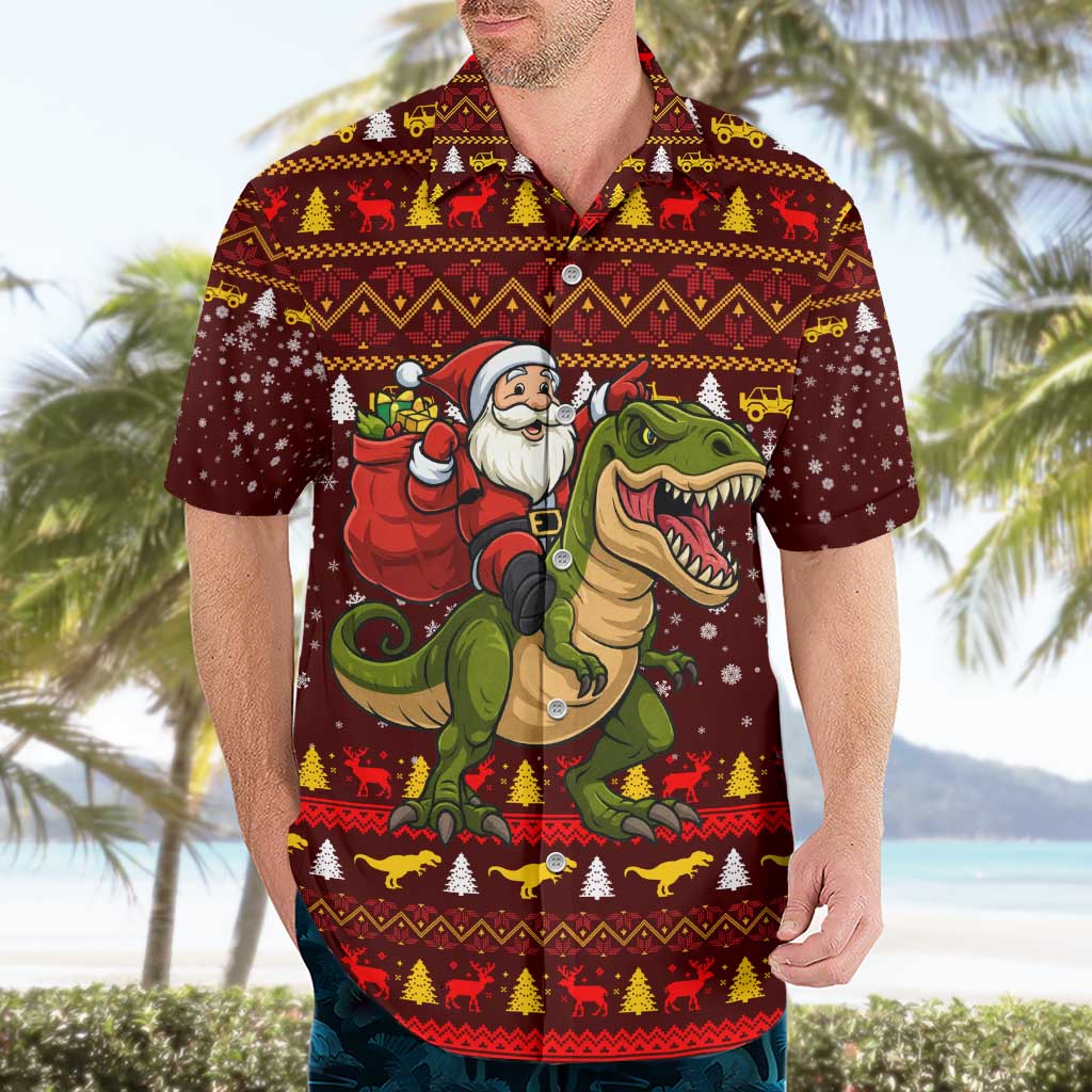 Santassic Park Santa Claus Christmas Hawaiian Shirt Xmas Holiday Patterns - Wonder Print Shop