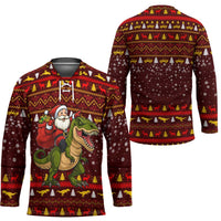 Santassic Park Santa Claus Christmas Hockey Jersey Xmas Holiday Patterns - Wonder Print Shop