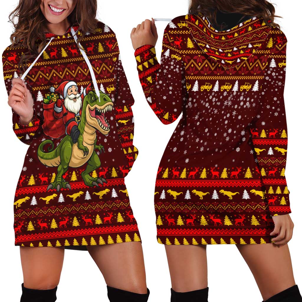 Santassic Park Santa Claus Christmas Hoodie Dress Xmas Holiday Patterns - Wonder Print Shop