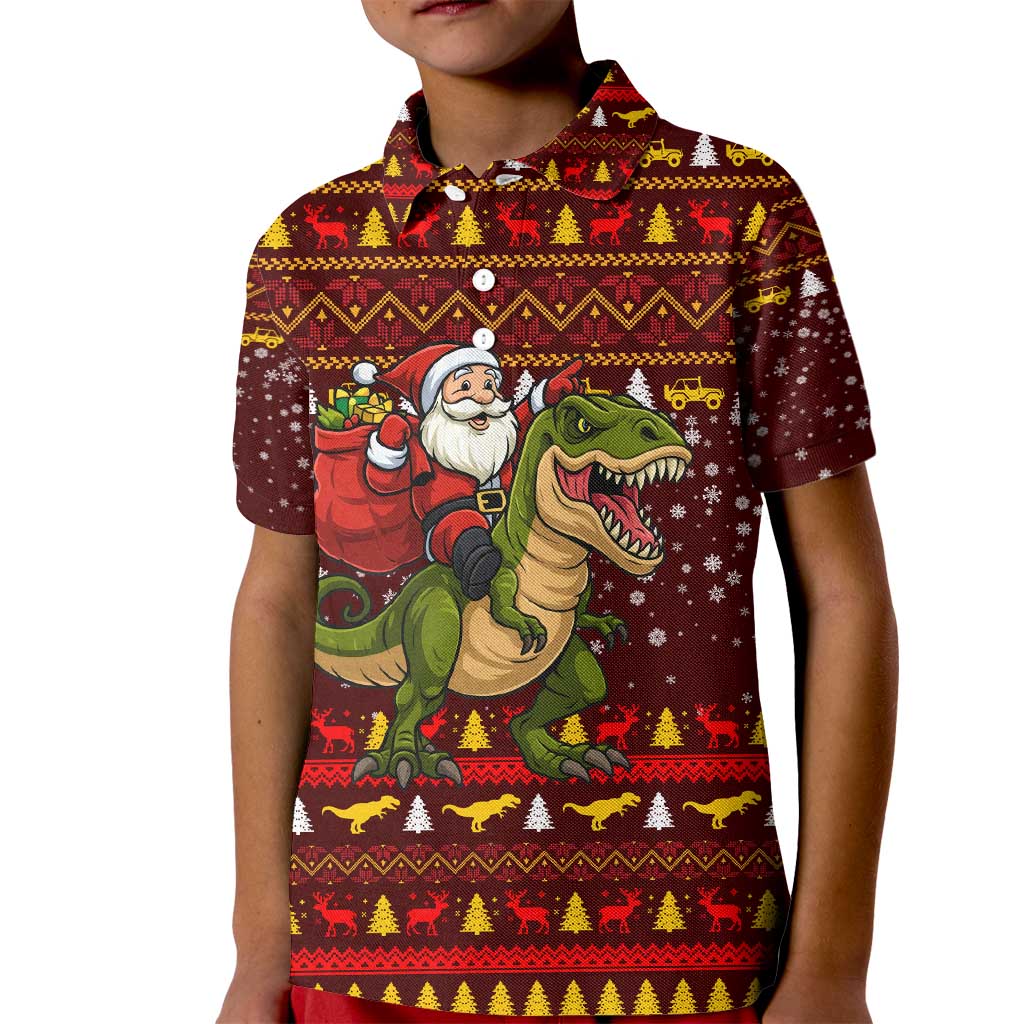 Santassic Park Santa Claus Christmas Kid Polo Shirt Xmas Holiday Patterns - Wonder Print Shop