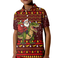 Santassic Park Santa Claus Christmas Kid Polo Shirt Xmas Holiday Patterns - Wonder Print Shop