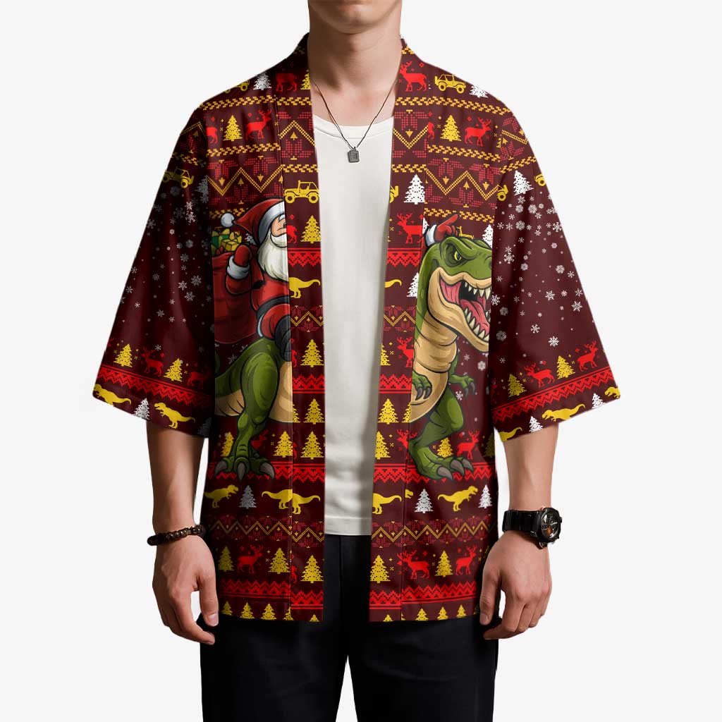 Santassic Park Santa Claus Christmas Kimono Xmas Holiday Patterns - Wonder Print Shop