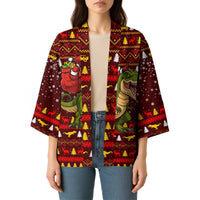 Santassic Park Santa Claus Christmas Kimono Xmas Holiday Patterns - Wonder Print Shop