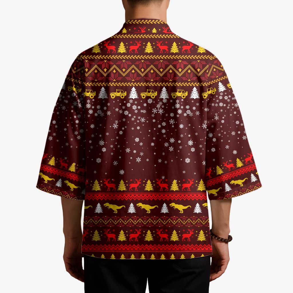 Santassic Park Santa Claus Christmas Kimono Xmas Holiday Patterns - Wonder Print Shop