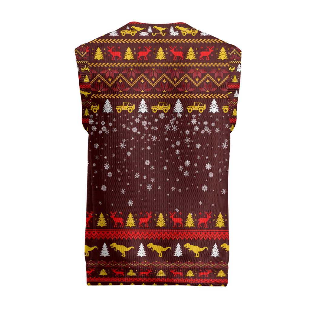 Santassic Park Santa Claus Christmas Knitted V-Neck Vest Xmas Holiday Patterns - Wonder Print Shop