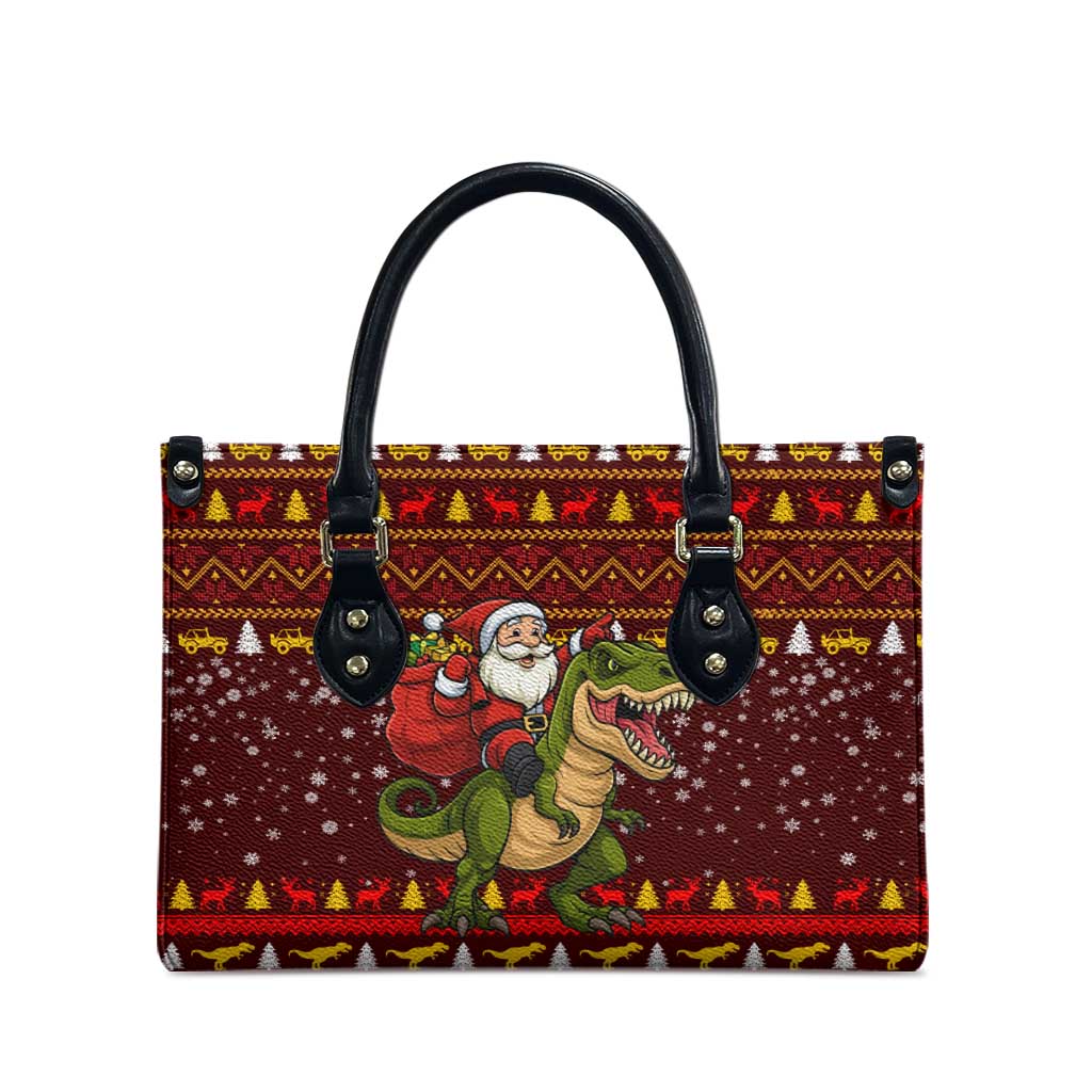 Santassic Park Santa Claus Christmas Leather Bag Xmas Holiday Patterns - Wonder Print Shop
