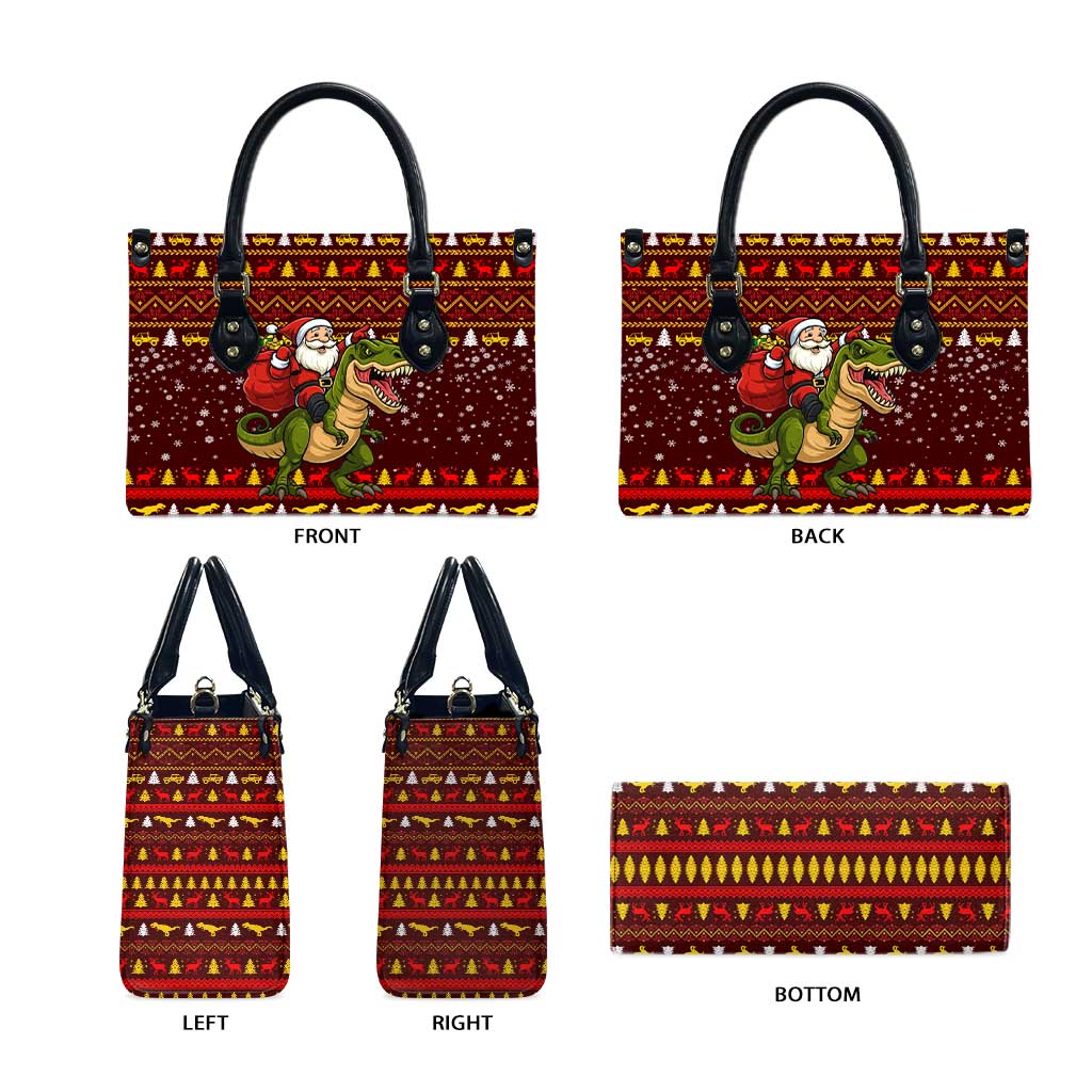 Santassic Park Santa Claus Christmas Leather Bag Xmas Holiday Patterns - Wonder Print Shop