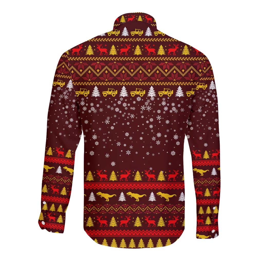 Santassic Park Santa Claus Christmas Long Sleeve Button Shirt Xmas Holiday Patterns - Wonder Print Shop
