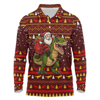 Santassic Park Santa Claus Christmas Long Sleeve Polo Shirt Xmas Holiday Patterns - Wonder Print Shop