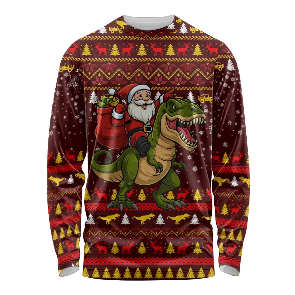 Santassic Park Santa Claus Christmas Long Sleeve Shirt Xmas Holiday Patterns - Wonder Print Shop