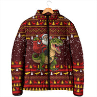 Santassic Park Santa Claus Christmas Padded Jacket Xmas Holiday Patterns - Wonder Print Shop