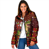 Santassic Park Santa Claus Christmas Padded Jacket Xmas Holiday Patterns - Wonder Print Shop