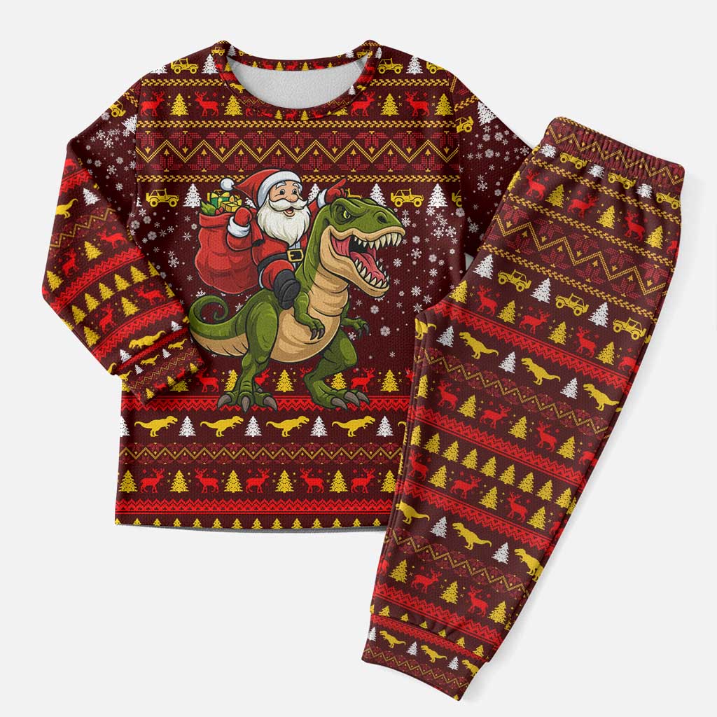 Santassic Park Santa Claus Christmas Pajama Set Xmas Holiday Patterns - Wonder Print Shop