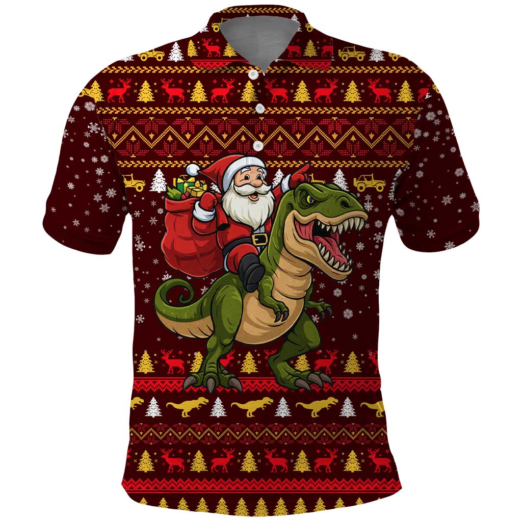Santassic Park Santa Claus Christmas Polo Shirt Xmas Holiday Patterns - Wonder Print Shop