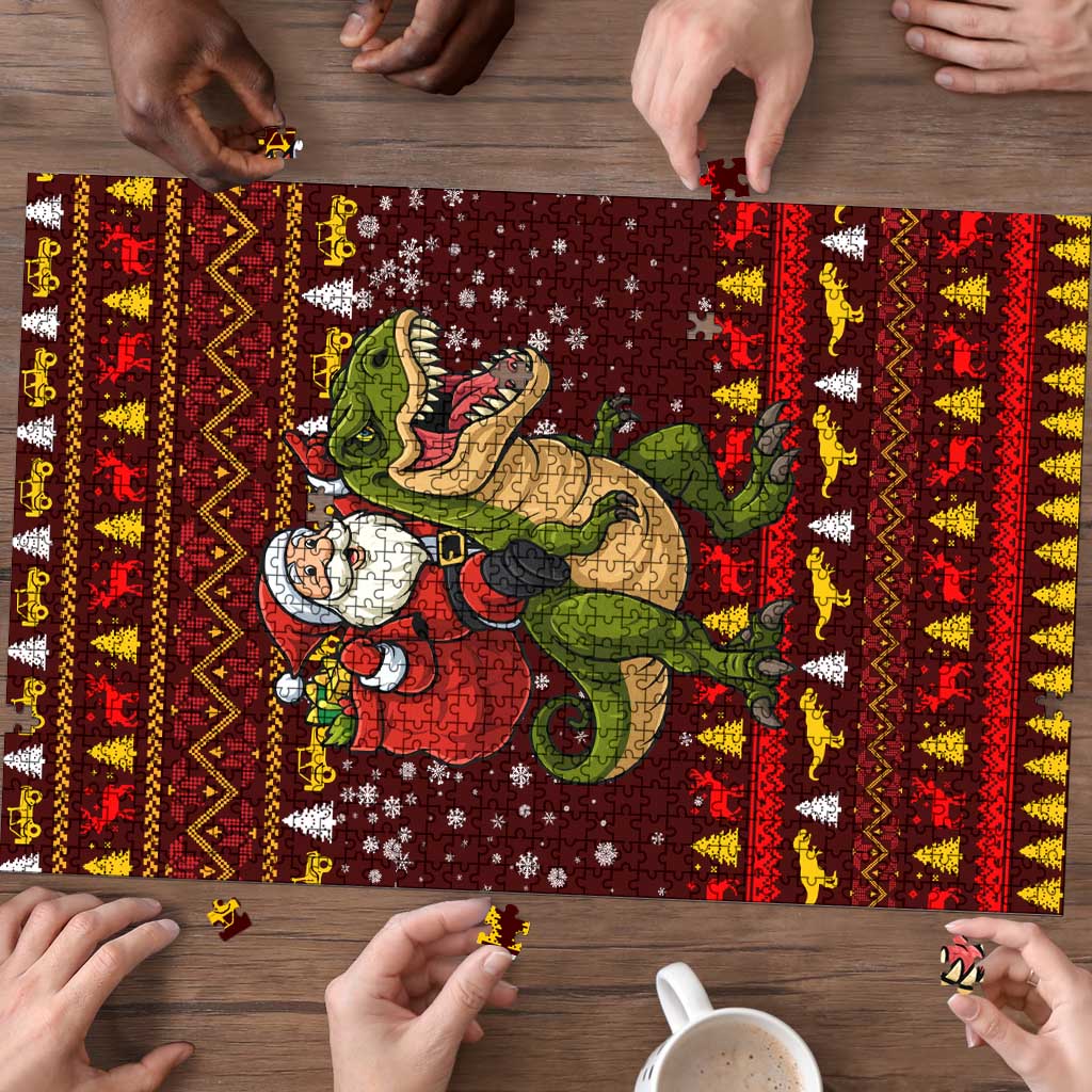 Santassic Park Santa Claus Christmas Puzzle Xmas Holiday Patterns - Wonder Print Shop