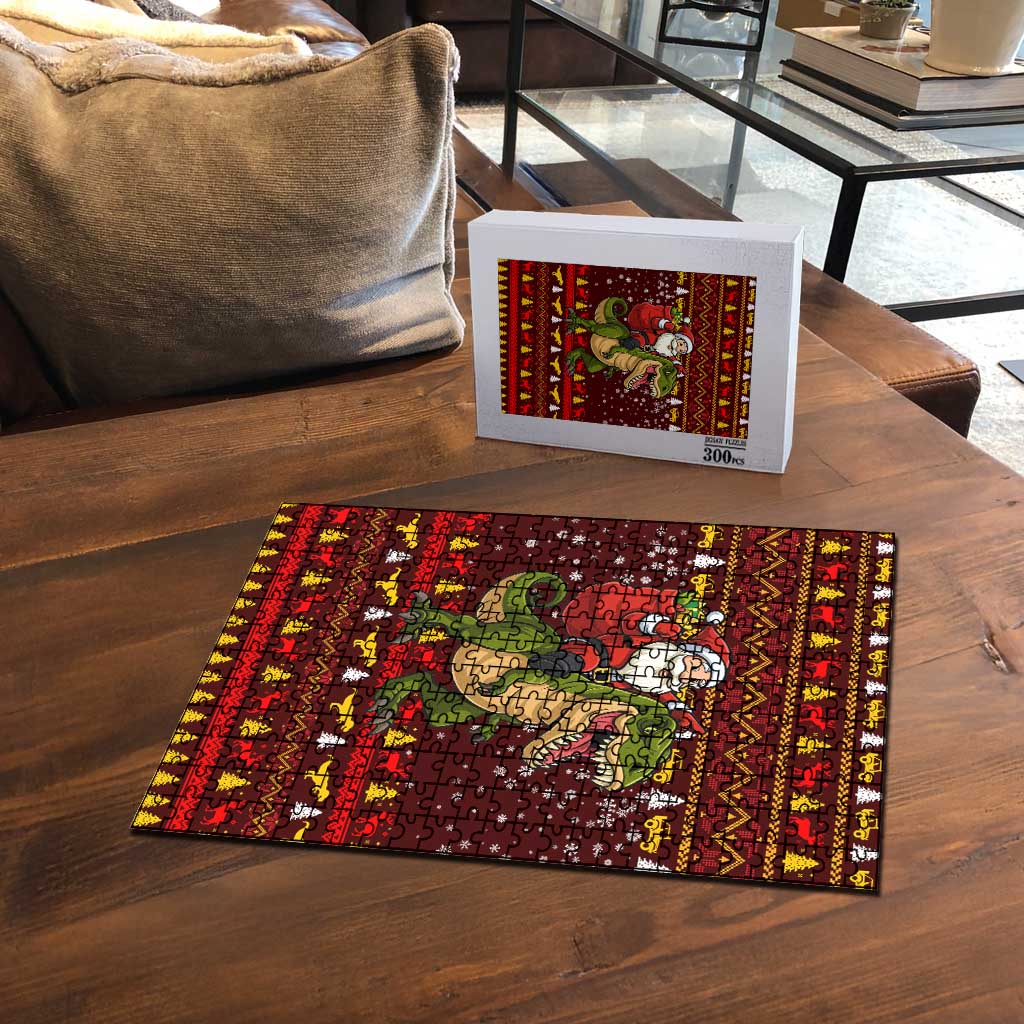 Santassic Park Santa Claus Christmas Puzzle Xmas Holiday Patterns - Wonder Print Shop