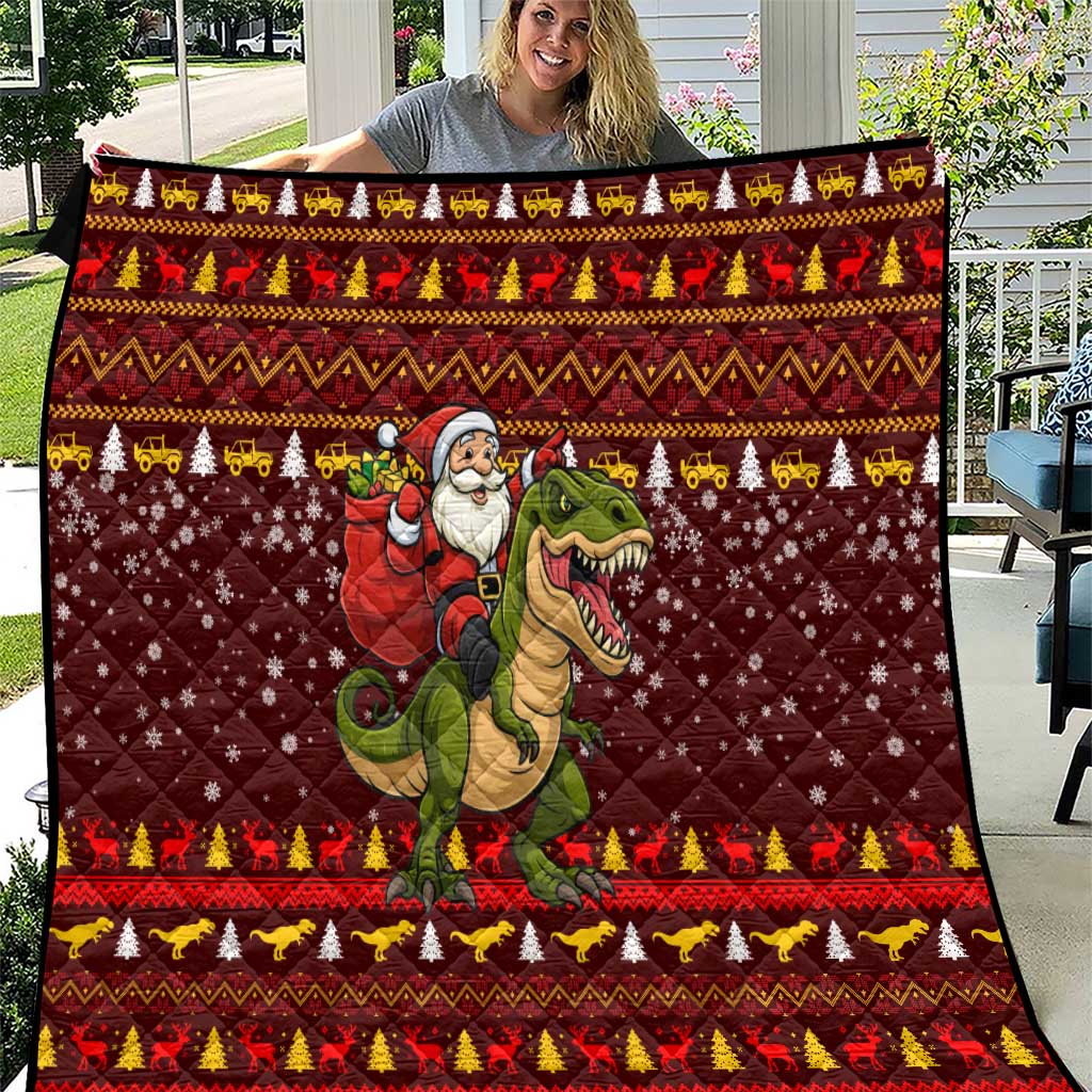Santassic Park Santa Claus Christmas Quilt Xmas Holiday Patterns - Wonder Print Shop