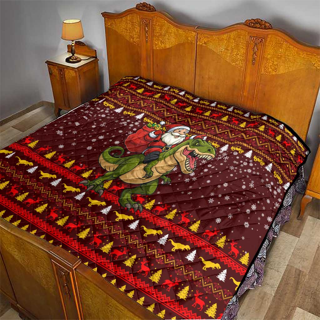 Santassic Park Santa Claus Christmas Quilt Xmas Holiday Patterns - Wonder Print Shop