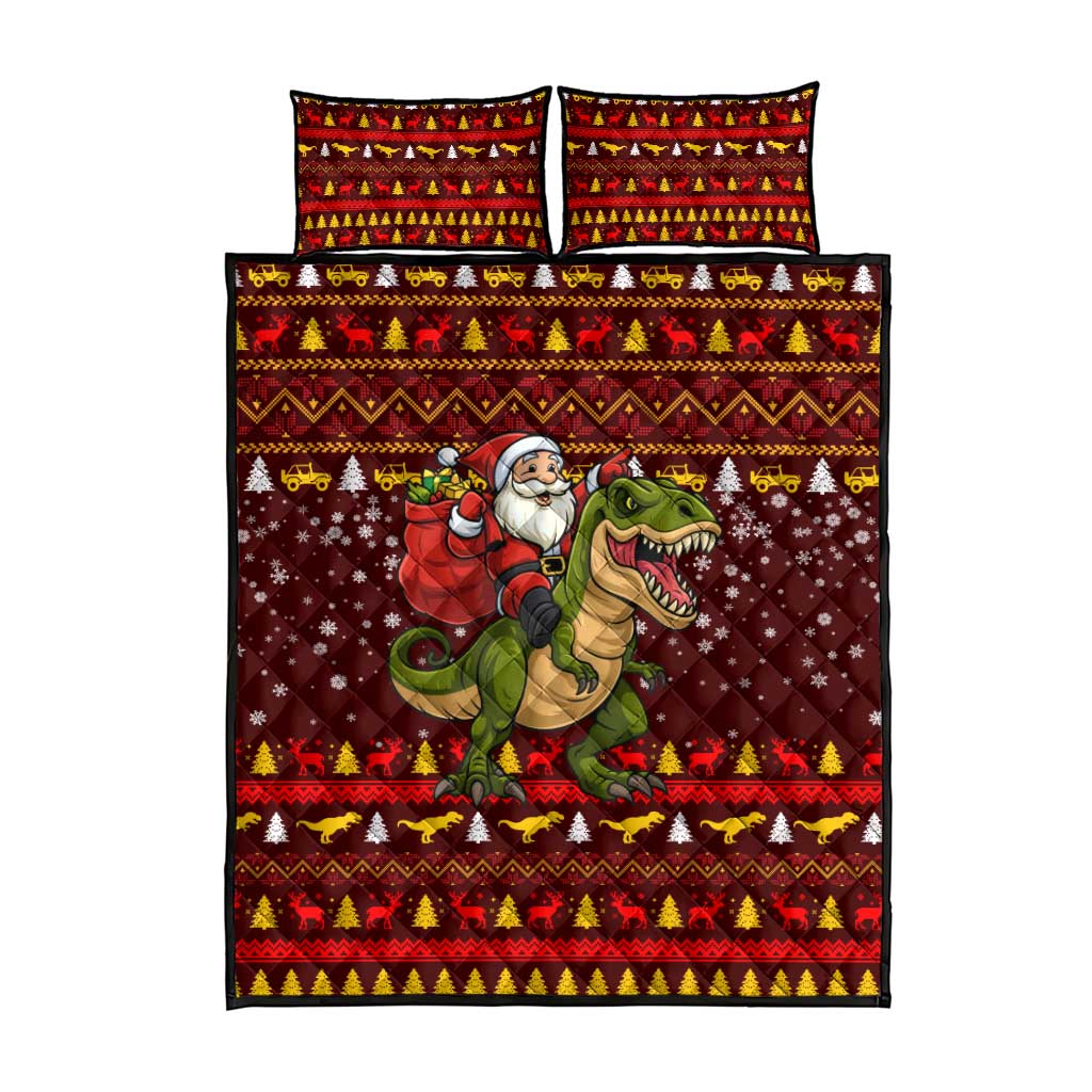Santassic Park Santa Claus Christmas Quilt Bed Set Xmas Holiday Patterns - Wonder Print Shop