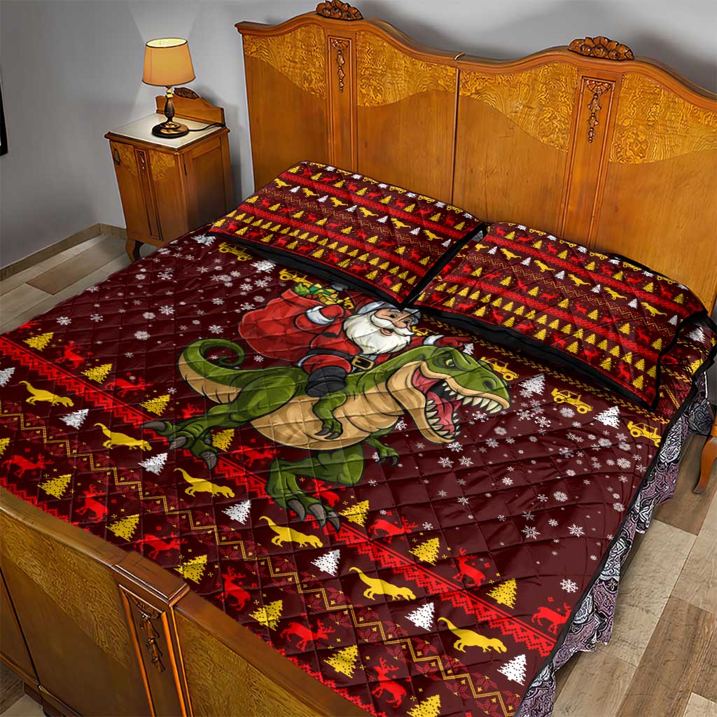 Santassic Park Santa Claus Christmas Quilt Bed Set Xmas Holiday Patterns - Wonder Print Shop