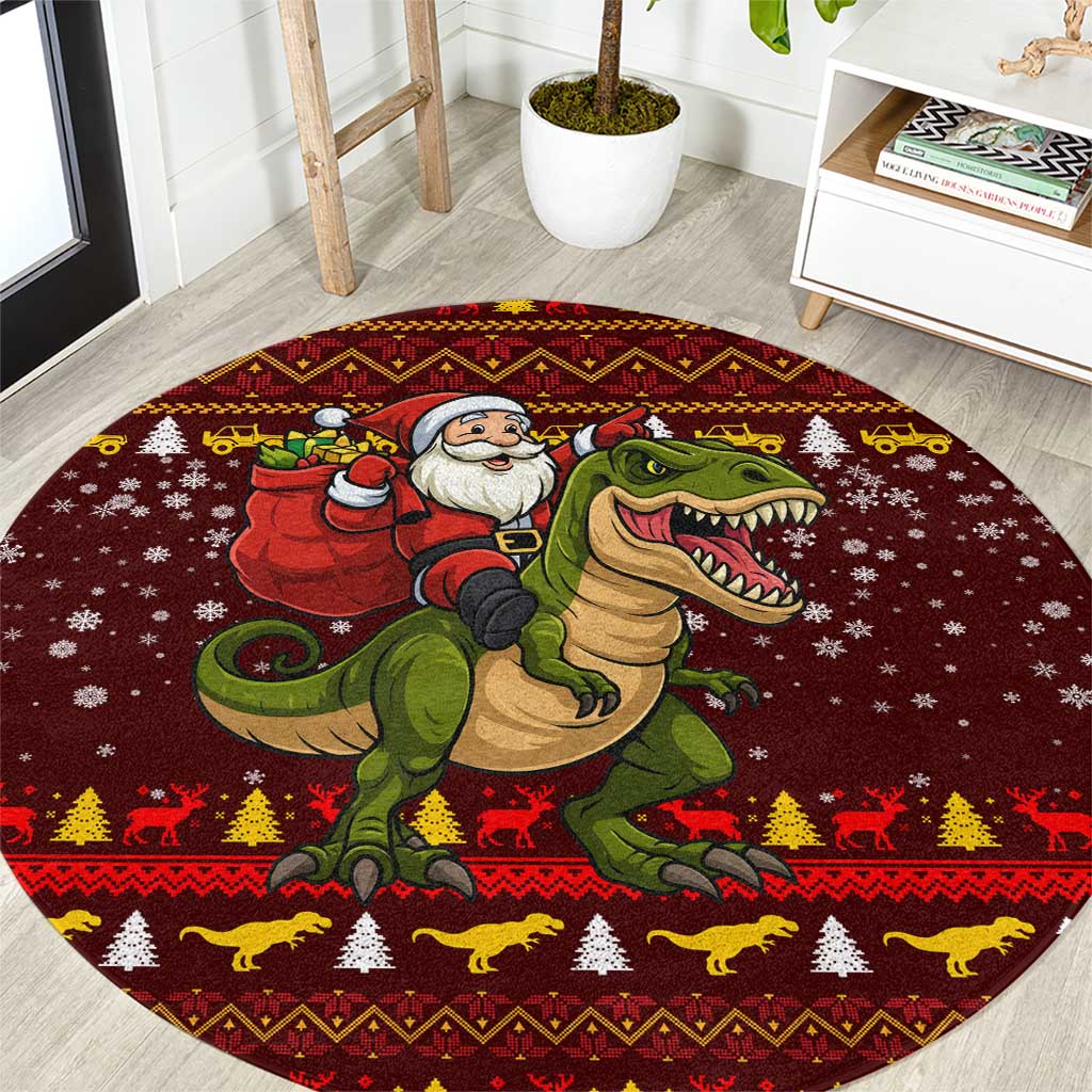 Santassic Park Santa Claus Christmas Round Carpet Xmas Holiday Patterns - Wonder Print Shop