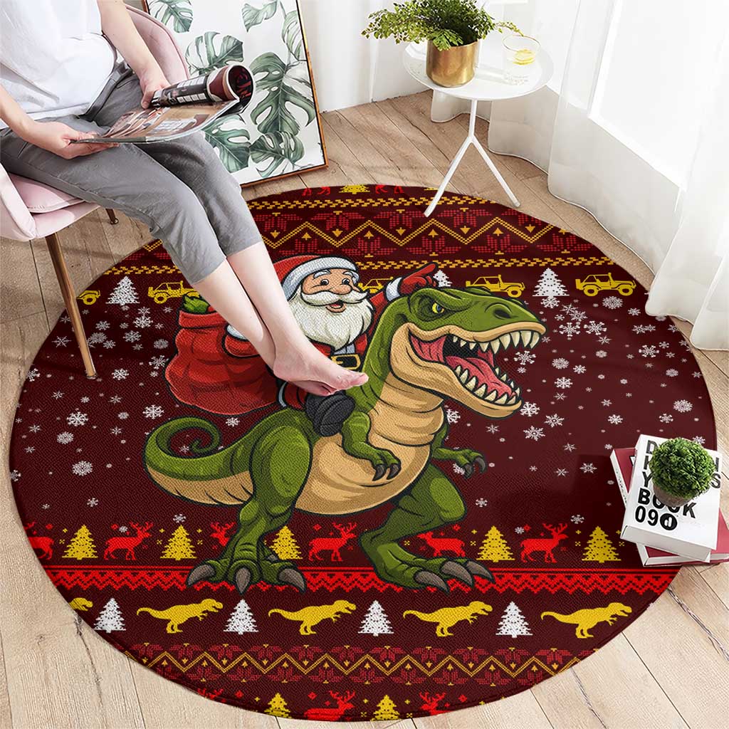 Santassic Park Santa Claus Christmas Round Carpet Xmas Holiday Patterns - Wonder Print Shop
