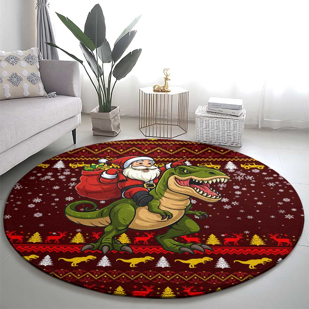 Santassic Park Santa Claus Christmas Round Carpet Xmas Holiday Patterns - Wonder Print Shop