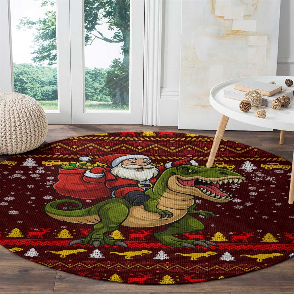 Santassic Park Santa Claus Christmas Round Carpet Xmas Holiday Patterns - Wonder Print Shop