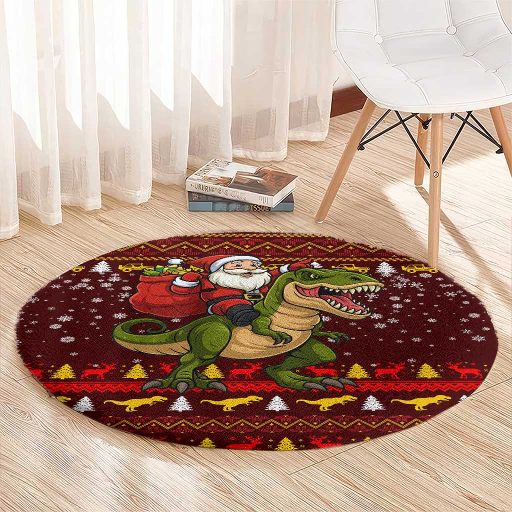 Santassic Park Santa Claus Christmas Round Carpet Xmas Holiday Patterns - Wonder Print Shop