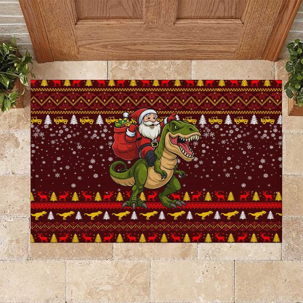 Santassic Park Santa Claus Christmas Rubber Doormat Xmas Holiday Patterns - Wonder Print Shop