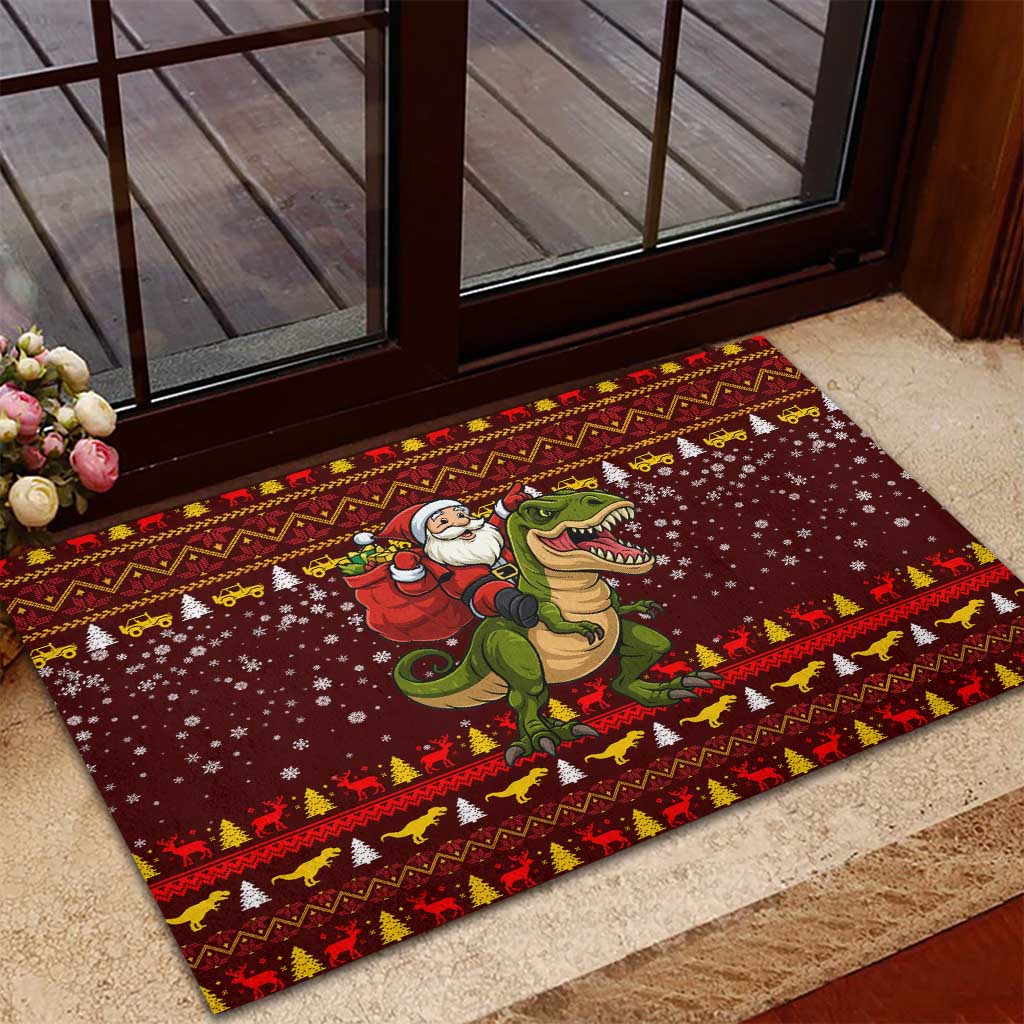 Santassic Park Santa Claus Christmas Rubber Doormat Xmas Holiday Patterns - Wonder Print Shop