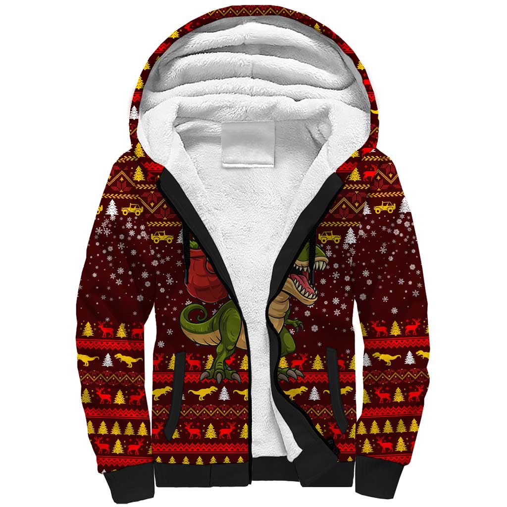 Santassic Park Santa Claus Christmas Sherpa Hoodie Xmas Holiday Patterns - Wonder Print Shop