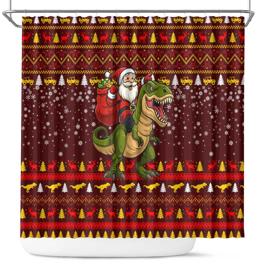 Santassic Park Santa Claus Christmas Shower Curtain Xmas Holiday Patterns - Wonder Print Shop