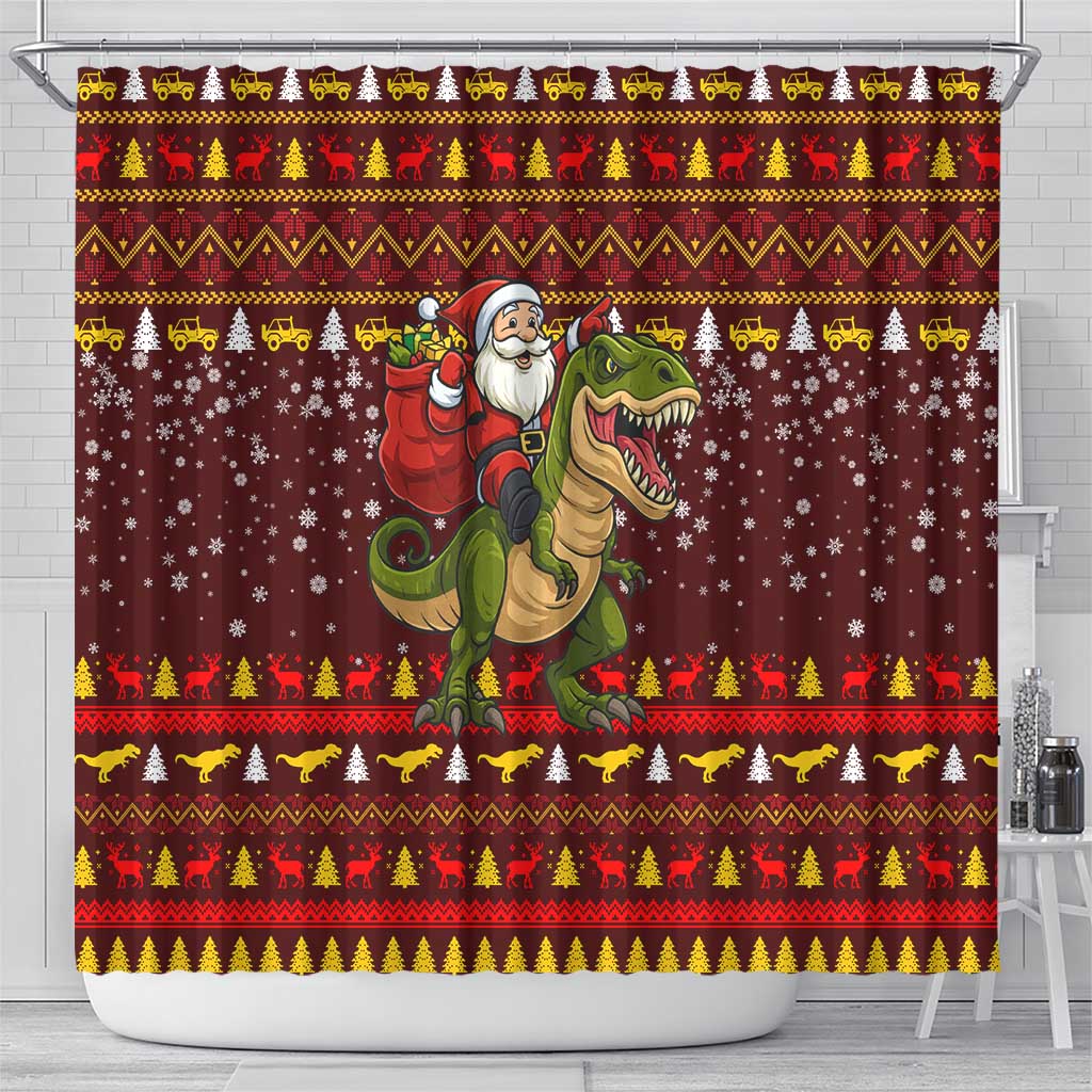 Santassic Park Santa Claus Christmas Shower Curtain Xmas Holiday Patterns - Wonder Print Shop