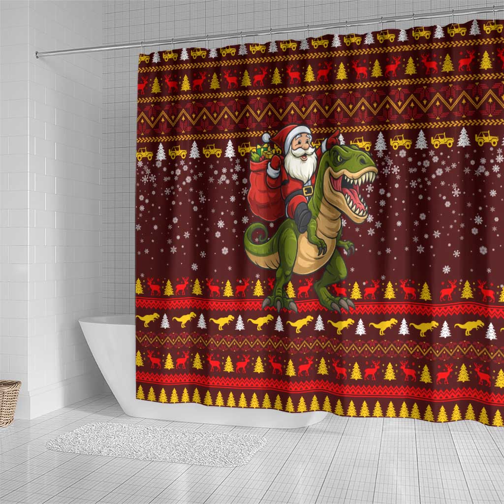 Santassic Park Santa Claus Christmas Shower Curtain Xmas Holiday Patterns - Wonder Print Shop