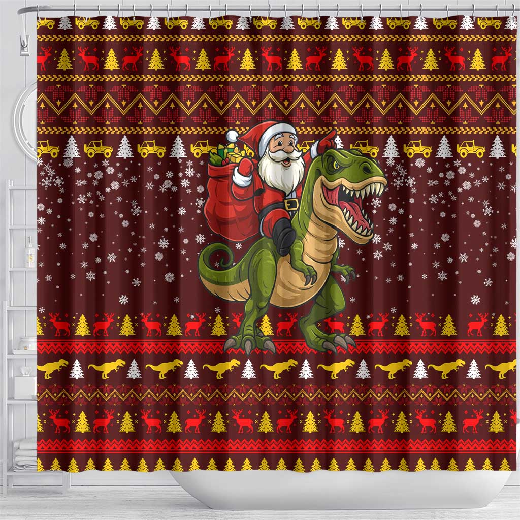 Santassic Park Santa Claus Christmas Shower Curtain Xmas Holiday Patterns - Wonder Print Shop