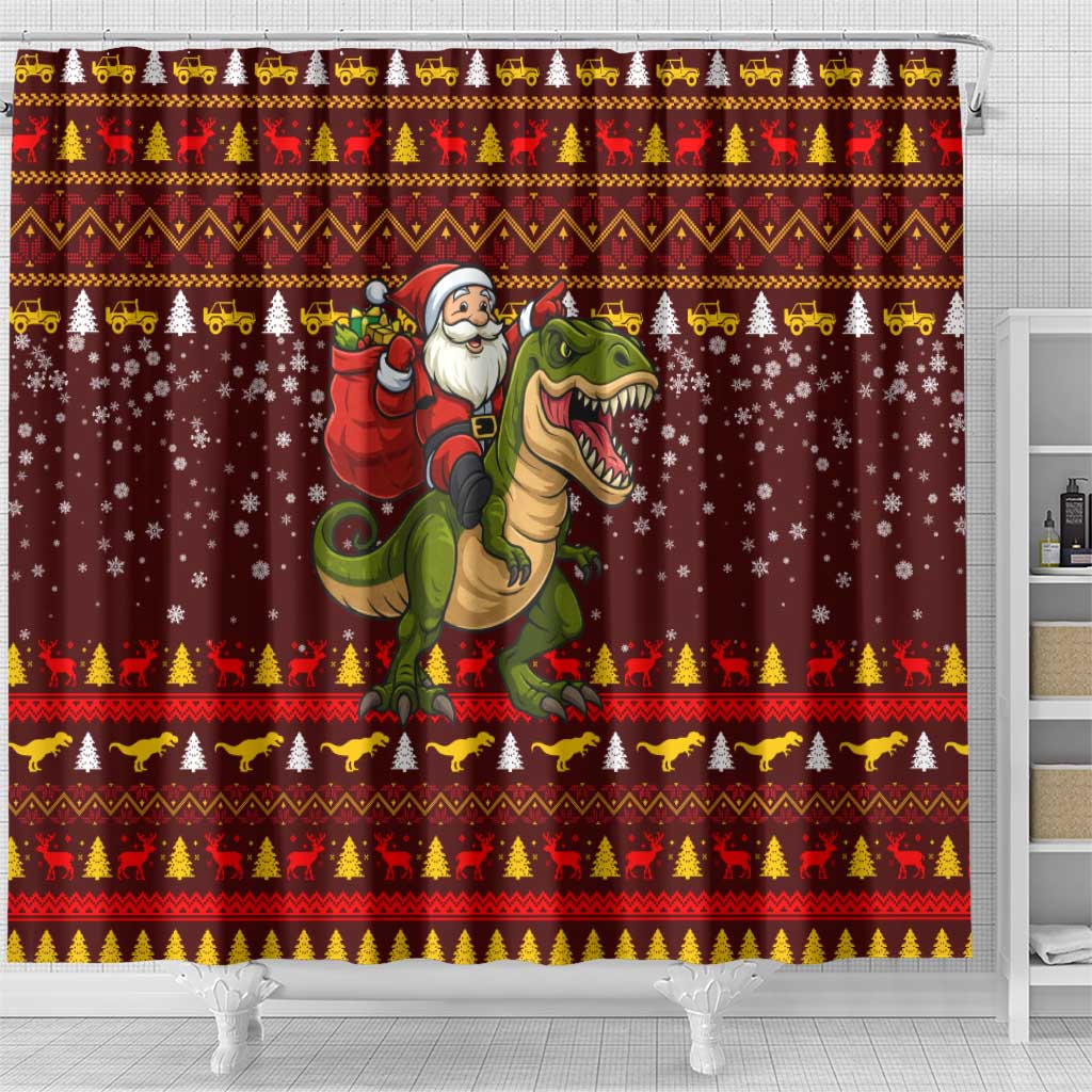 Santassic Park Santa Claus Christmas Shower Curtain Xmas Holiday Patterns - Wonder Print Shop