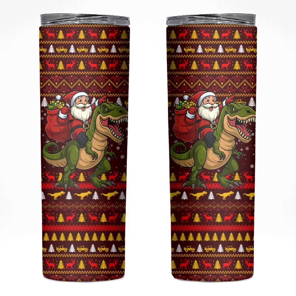 Santassic Park Santa Claus Christmas Skinny Tumbler Xmas Holiday Patterns - Wonder Print Shop