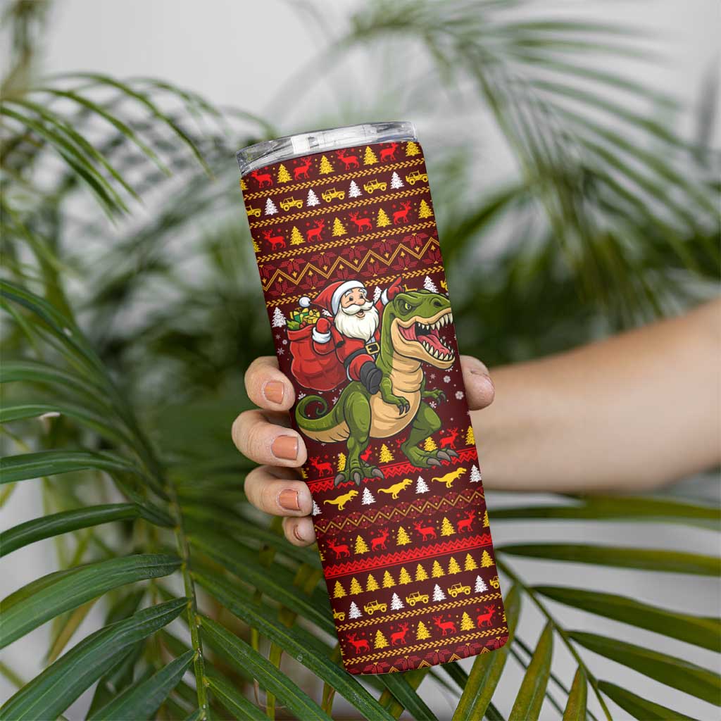 Santassic Park Santa Claus Christmas Skinny Tumbler Xmas Holiday Patterns - Wonder Print Shop
