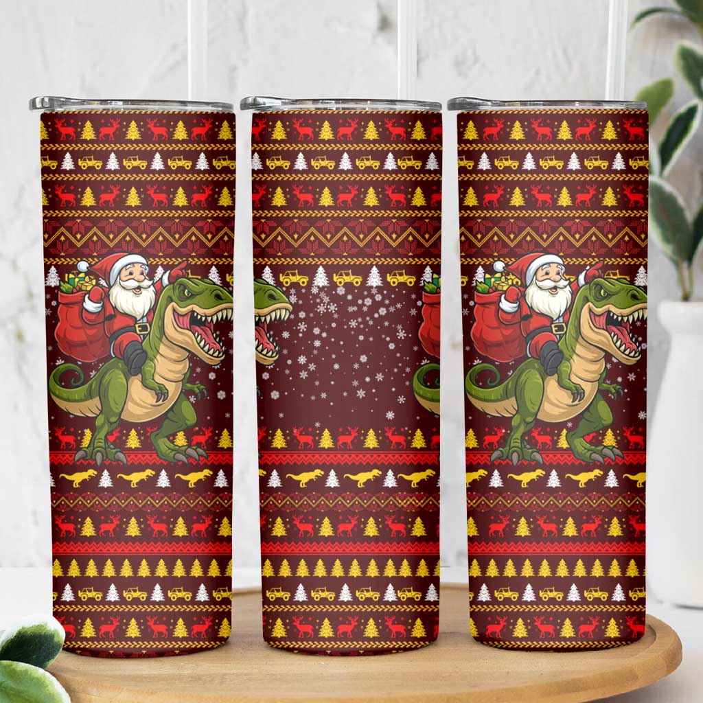Santassic Park Santa Claus Christmas Skinny Tumbler Xmas Holiday Patterns - Wonder Print Shop