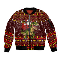 Santassic Park Santa Claus Christmas Sleeve Zip Bomber Jacket Xmas Holiday Patterns - Wonder Print Shop