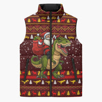 Santassic Park Santa Claus Christmas Sleeveless Puffer Jacket Xmas Holiday Patterns - Wonder Print Shop