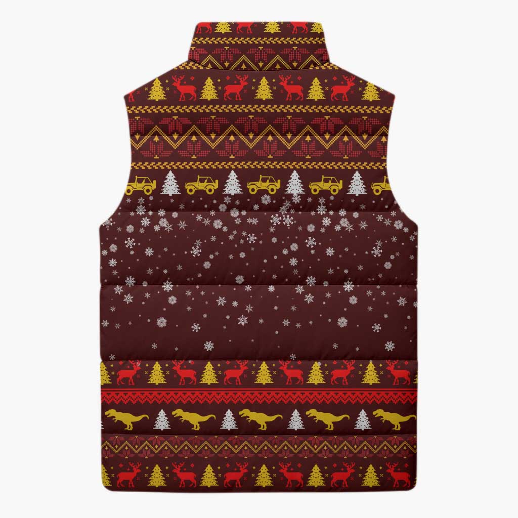 Santassic Park Santa Claus Christmas Sleeveless Puffer Jacket Xmas Holiday Patterns - Wonder Print Shop