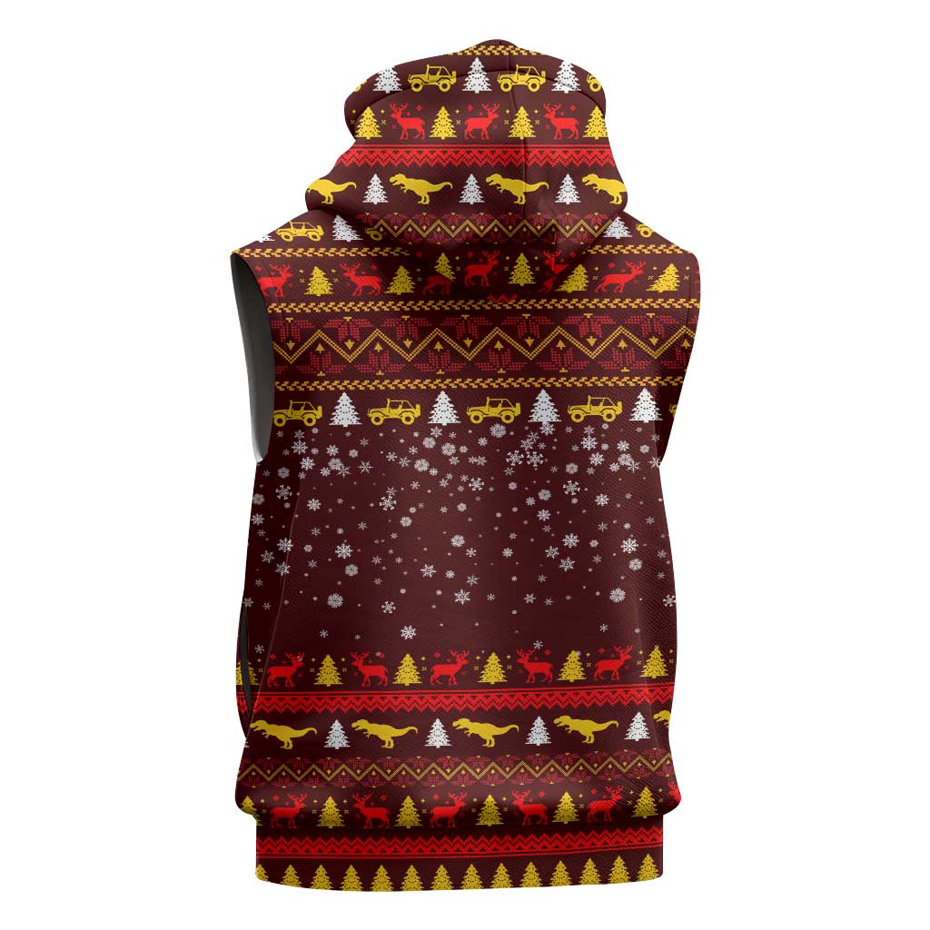 Santassic Park Santa Claus Christmas Sleeveless Zip Hoodie Xmas Holiday Patterns - Wonder Print Shop