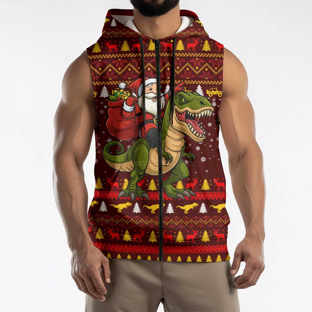 Santassic Park Santa Claus Christmas Sleeveless Zip Hoodie Xmas Holiday Patterns - Wonder Print Shop