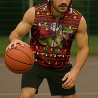 Santassic Park Santa Claus Christmas Sleeveless Zip Hoodie Xmas Holiday Patterns - Wonder Print Shop