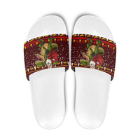 Santassic Park Santa Claus Christmas Slide Sandals Xmas Holiday Patterns - Wonder Print Shop